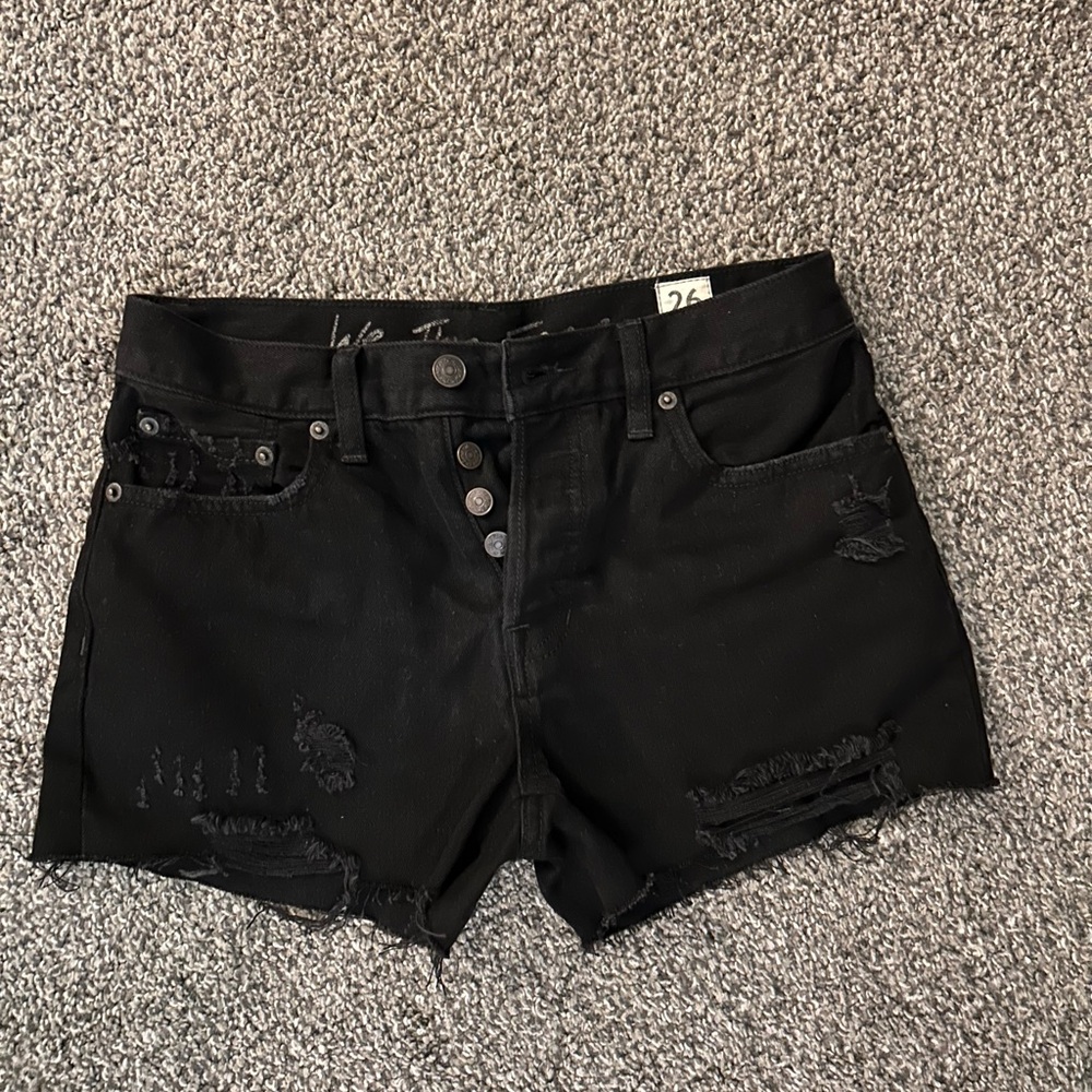Black Jean Shorts High-Waisted